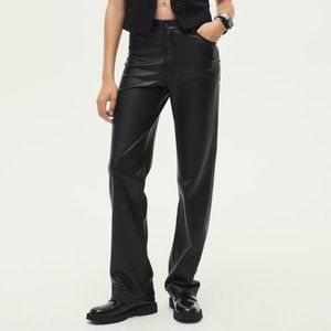 Zara Faux Leather High Rise Straight Leg Pants